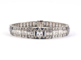 73584 - Art Deco Platinum Diamond Sapphire 3 Section Bracelet