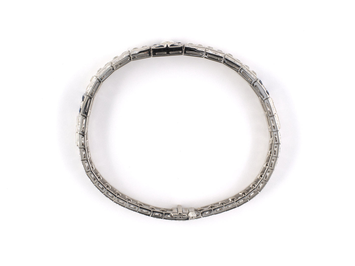 73584 - Art Deco Platinum Diamond Sapphire 3 Section Bracelet
