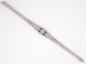 73588 - Art Deco Platinum Diamond Sapphire Bracelet