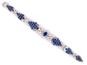 73589 - Circa 1950 Platinum AGL Ceylon Sapphire Diamond Bracelet