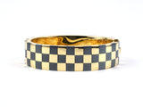 73596 - Circa 1983 Angela Cummings Gold Hematite Checkerboard Bangle Bracelet