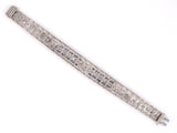 73602 - SOLD - Art Deco Platinum Diamond Calibre Sapphire 3 Row Bracelet