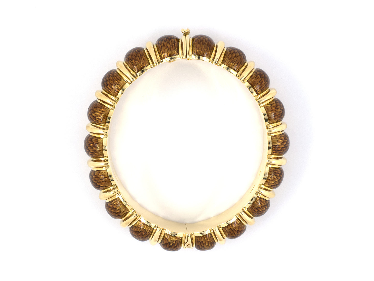 73605 - Circa 1968 Cartier Gold Brown Enamel Italy Bangle Bracelet