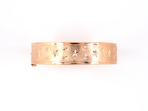 73607 - Circa 1950 Gold Florentine Stars Bangle Bracelet