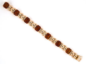 73610 - SOLD - Circa 1950s Gold Citrine Link Bracelet