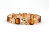 73610 - SOLD - Circa 1950s Gold Citrine Link Bracelet