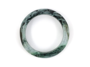 73611 - SOLD - Jadeite GIA Dark Green White Greenish-Brown Closed Bangle Bracelet