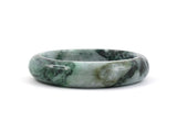 73611 - SOLD - Jadeite GIA Dark Green White Greenish-Brown Closed Bangle Bracelet