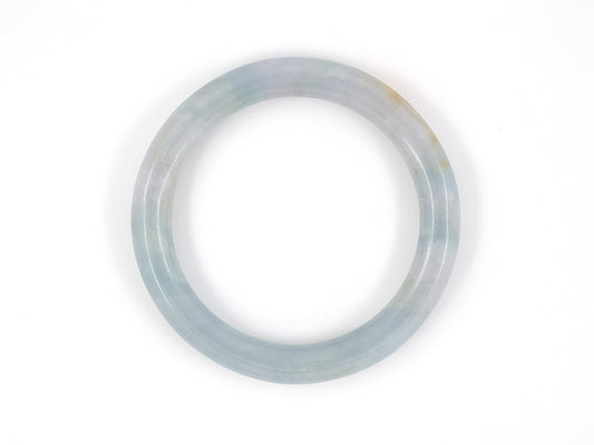 73616 - SOLD - Jadeite GIA Light Greyish Green Closed Tubular Bangle Bracelet