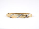 73618 - SOLD - Gold 3 Section Diamond Corrugated Bangle Bracelet