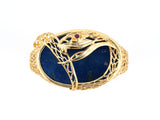 73620 - SOLD - Circa 1970s Lalaounis Gold Lapis Ruby Snake Bangle Bracelet