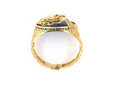 73620 - Circa 1970s Lalaounis Gold Lapis Ruby Snake Bangle Bracelet