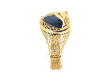 73620 - SOLD - Circa 1970s Lalaounis Gold Lapis Ruby Snake Bangle Bracelet