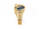 73620 - SOLD - Circa 1970s Lalaounis Gold Lapis Ruby Snake Bangle Bracelet