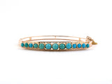 73621 - SOLD - Circa 1950 Gold Turquoise Hinged Bangle Bracelet