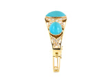 73644 - Gold Turquoise Diamond 3-Stone X Ornament Bangle Bracelet