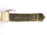 73651 - Circa 1950 Gold Diamond Brick Mesh Adjustable Buckle Bracelet