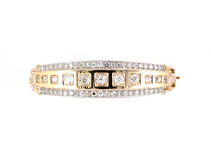 73655 - Gold Diamond 3 Row Bangle Bracelet