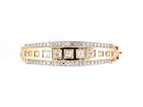 73655 - Gold Diamond 3 Row Bangle Bracelet