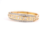 73655 - Gold Diamond 3 Row Bangle Bracelet