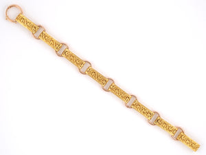 73657 - SOLD - Victorian Gold Stamped Scroll Design Link Bracelet