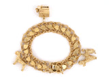 73663 - Circa 1950s Gold Heart Link Dog Charm Bracelet