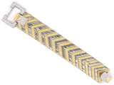 73666 - SOLD - Gold Platinum Clasp Alternating Chevron Herringbone Pattern Italy Bracelet