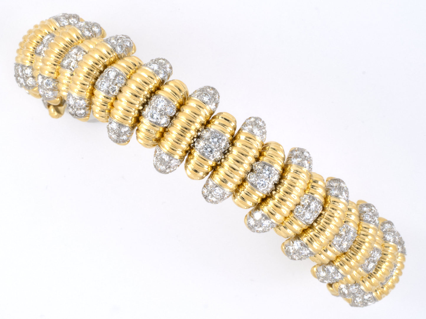 73668 - SOLD - Webb Gold Platinum Diamond Alternating Link Bracelet