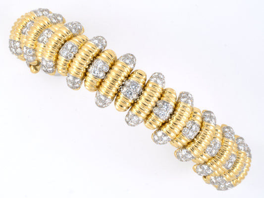 73668 - SOLD - Webb Gold Platinum Diamond Alternating Link Bracelet