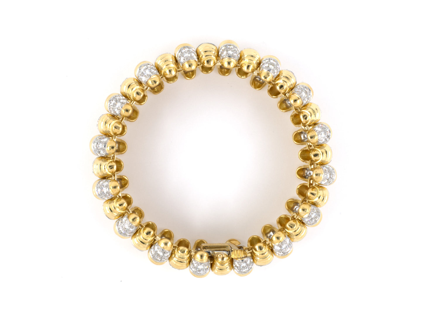 73668 - SOLD - Webb Gold Platinum Diamond Alternating Link Bracelet