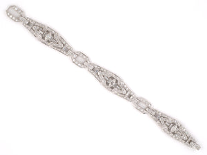 73669 - Art Deco Platinum Diamond 3 Section Bracelet