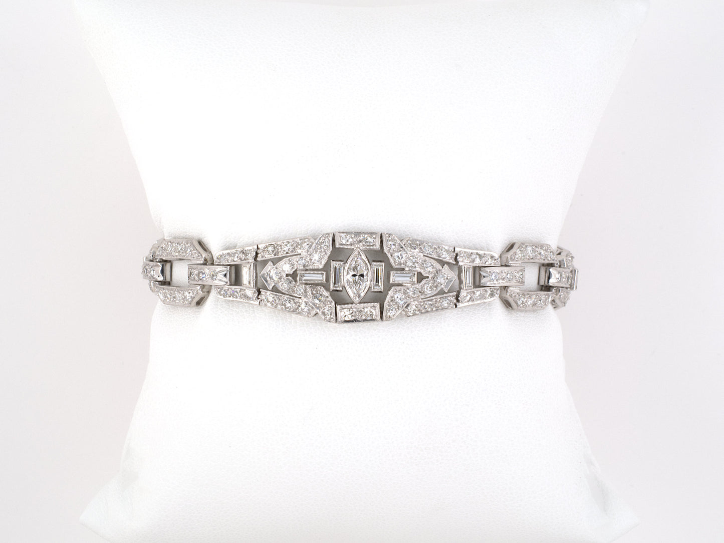 73669 - Art Deco Platinum Diamond 3 Section Bracelet