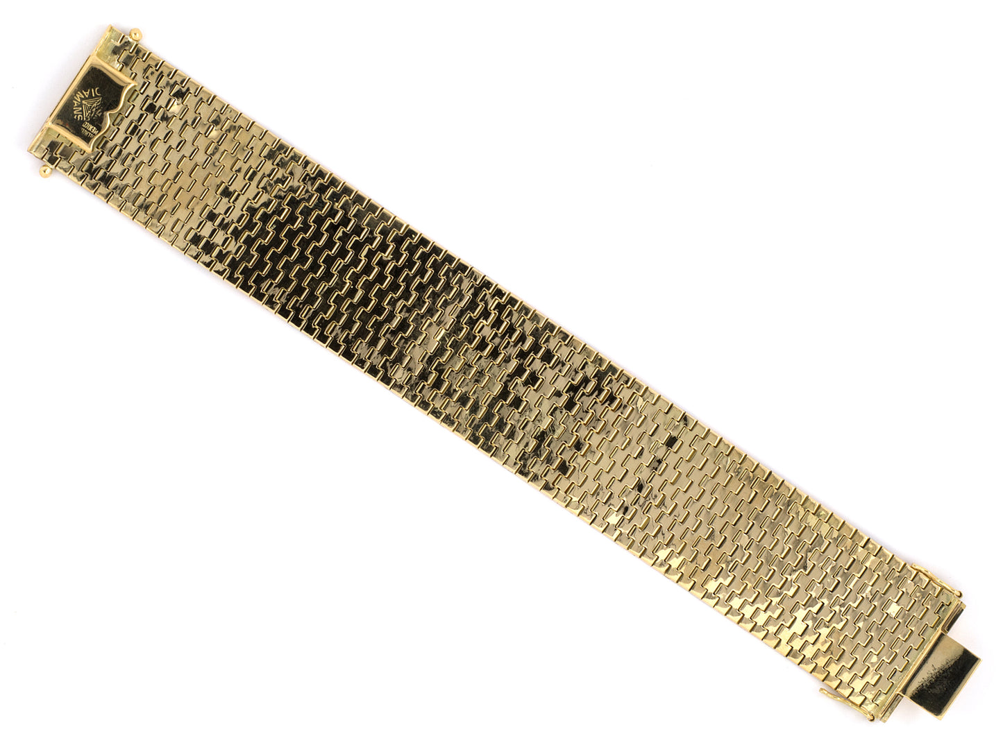 73671 - SOLD - Diamans Mexico Gold Tri-Color Stamped And Textured Bracelet