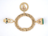 73672 - SOLD - Circa 1950s Gold Diamond Ruby Sapphire Turquoise Pearl Coral Garnet Charm Bracelet