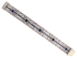 73674 - Art Deco Platinum Gold AGL Thai Sapphire Diamond 5 Section Bracelet