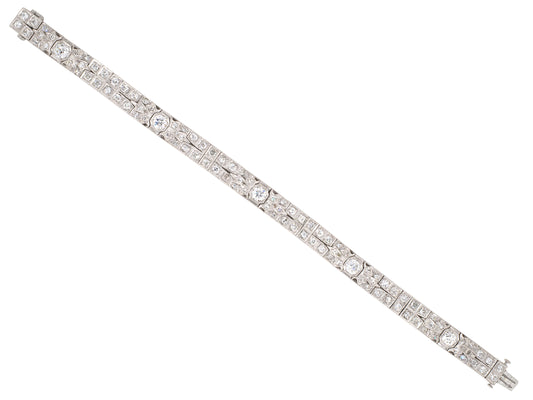 73675 - SOLD - Art Deco Platinum Diamond 2 Row 5 Section Bracelet