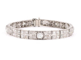 73675 - Art Deco Platinum Diamond 2 Row 5 Section Bracelet