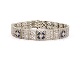 73683 - Art Deco Platinum On Gold Diamond Synthetic Sapphire Filigree Bracelet