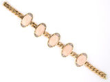 73684 - Gold Coral Diamond 5 Ornament Curb Link Bracelet