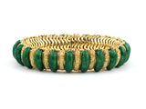 73690 - Circa 1960s Italy Gold Green Enamel Alternating Bracelet