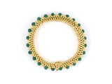 73690 - Circa 1960s Italy Gold Green Enamel Alternating Bracelet