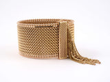 73692 - Gold Wide Mesh Tassel Buckle Style Bracelet