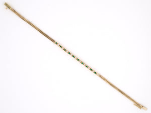 73693 - SOLD - Gold Diamond Emerald Herringbone Attachment Bracelet