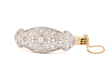 73694 - Art Deco Platinum Gold Diamond Center Hinged Bangle Bracelet