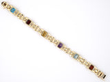 73695 - Gold Blue Topaz Garnet Citrine Amethyst Aqua Tank Style Bracelet