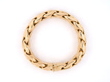 73696 - SOLD - German Gold Handmade Woven Design 3 Row Hollow Link Gents Bracelet