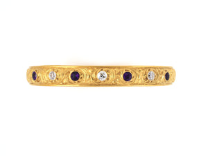 73714 - Art Nouveau Krementz Gold Amethyst Diamond Carved Floral Design Bangle Bracelet