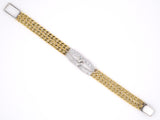 73719 - Gold Diamond Interlocking Center Ornament Double Row Curb Link Bracelet