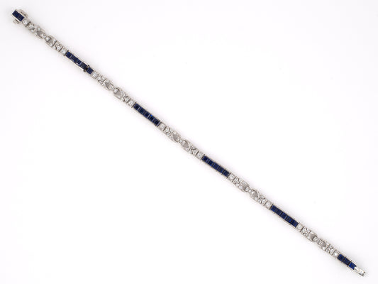 73721 - SOLD - Art Deco-Style Platinum Sapphire Diamond 5 Section Bracelet