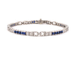 73721 - Art Deco-Style Platinum Sapphire Diamond 5 Section Bracelet